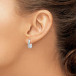 14K White Gold Diamond Accent Hinged Hoop Earrings Polished, Elegant Design