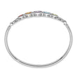 Sterling Silver Multi-Gemstone Bangle with Polished Rhodium Finish