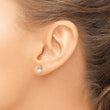 14K Gold CZ and Freshwater Pearl Button Earrings Polished, Nickel-Free, Elegant Design