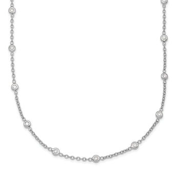 Herco Platinum Polished Bezel Set 30 Lab Grown Diamond Station Necklace