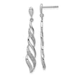 Sterling Silver Diamond Swirl Dangle Earrings with Rhodium Plating Elegant Design