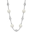 Cheryl 925 Sterling Silver CZ and Pearl Necklace with Polished Rhodium Finish