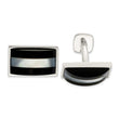 Sterling Silver Mother of Pearl & Onyx Cuff Links