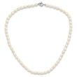 Sterling Silver Rhodium-plate 4-5mm White Rice Freshwater Cultured Pearl Children's 13 inch Necklace