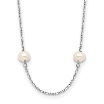 14k White Gold 4-5mm White Near-Round Freshwater Cultured Pearl 8-Station 16 inch Necklace