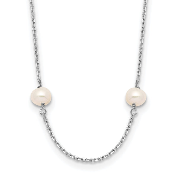 14k White Gold 4-5mm White Near-Round Freshwater Cultured Pearl 8-Station 16 inch Necklace