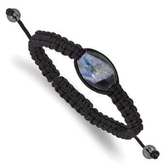 Hematite Beads Black Cord Bracelet, 13x19mm Adjustable