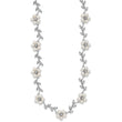 Sterling Silver Rhodium-plated CZ Vine Pattern and Fresheater Cultured Pearl Floral 16 inch Necklace