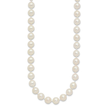 14K Yellow Gold White Cultured Pearl Necklace 7-8mm