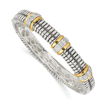 Sterling Silver 14K Gold Accent Diamond Bangle for Women