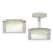 Stainless Steel Mother of Pearl Rectangle Cuff Links
