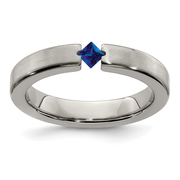 Edward Mirell Titanium Sapphire Wedding Band with Brushed Finish 4mm
