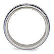 Titanium Sapphire Grooved Wedding Band with Blue Anodized Accents