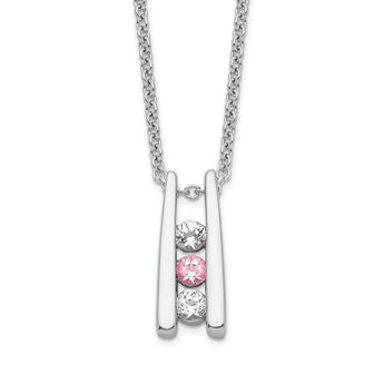 10K White Gold Crystal Topaz Necklace with Pink Accent and Extender