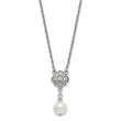 1928 Silver-tone Crystal and Imitation Pearl 16in With 3in ext. Necklace