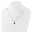 Sterling Silver Blue Opal and CZ Necklace with Rhodium Finish
