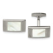 Mother of Pearl Rectangle Cufflinks in Stainless Steel