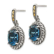 Sterling Silver 14K Gold London Blue Topaz Dangle Earrings