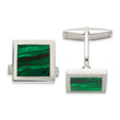 Men's Malachite Cuff Links in Sterling Silver