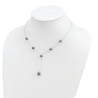 Sterling Silver Rhodium-plated 6-8mm Black Teardrop and Semi-Round Freshwater Cultured Pearl 6-Station Y-Drop 16 inch Necklace