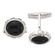 Men's Oval Onyx Cuff Links in Sterling Silver