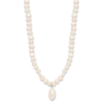 Sterling Silver FW Cultured Pearl Drop 18in Necklace