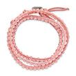 Pink Leather Cord Multi-Wrap Bracelet, 7mm with Extender, 20 Inch