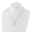 Sterling Silver Diamond Teardrop Necklace with Rhodium Finish and Extender