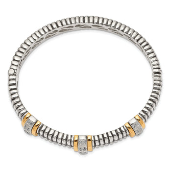 Sterling Silver 14K Gold Accent Diamond Bangle for Women