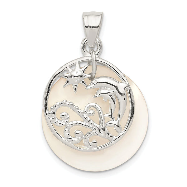 Sterling Silver 925 Dolphin Pendant with Mother of Pearl Elegance