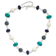 Jade Lapis Quartz Crystal Necklace in Sterling Silver, 18.5 Inch