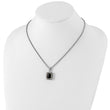 Halo Checkerboard-Cut Black Onyx Necklace in Sterling Silver, 18 Inch