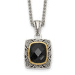 Halo Checkerboard-Cut Black Onyx Necklace in Sterling Silver, 18 Inch
