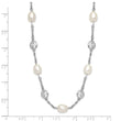 Cheryl Sterling Silver 36 Pearl CZ Necklace with Rhodium Polish