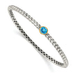 : Sterling Silver & 14K Gold Blue Topaz Bangle Elegant Vintage Style