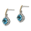 Sterling Silver 14K Gold Swiss Blue Topaz Dangle Earrings