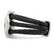 Edward Mirell Black Ti With Sterling Silver Black Spinel Cable Flexible Ring