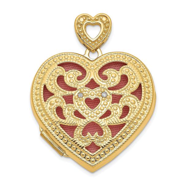 14Ky 24mm With Diamond Vintage Heart Locket