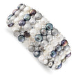 Multi-Color Freshwater Pearl GlaSterling Silver Beaded Stretch Bracelet for Women