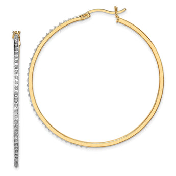 18K Gold-Plated Sterling Silver Diamond Hoop Earrings by