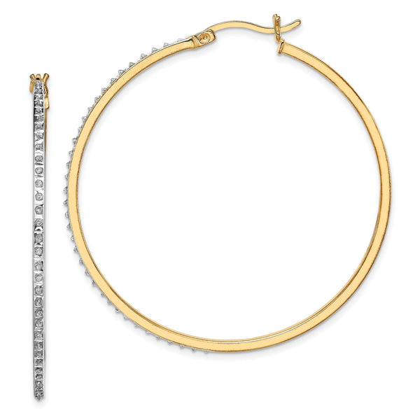 18K Gold-Plated Sterling Silver Diamond Hoop Earrings by