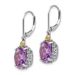 925 Silver 14K Gold Accent Amethyst Dangle Earrings