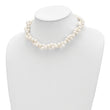Sterling Silver Rhodium-plated 7.5-8.5mm White Semi-Round Freshwater Cultured Pearl 2-Strand 17 inch Necklace