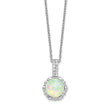 Cheryl Elegant Sterling Silver Opal and CZ Necklace with Polished Finish