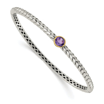 Sterling Silver Bangle with 14K Gold Accent & Amethyst