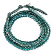 Quartz Cord Multi-Wrap Bracelet in Leather, 34 Inch