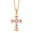 Gold-Plated Sterling Silver Ruby Diamond Cross Necklace