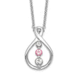 10K White Gold Rhodium Necklace with Pink and White Topaz