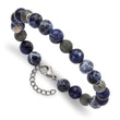 Sodalite Bracelet in Stainless Steel, 8.5mm with Extender, 7.5 Inch