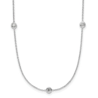 Herco Platinum Polished Bezel Set 9 Lab Grown Diamond Station Necklace